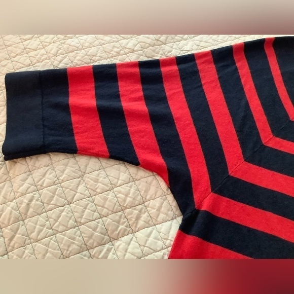 J Jill silk/cotton sweater. Red and Navy stripes.  Size large. Silk/cotton. - Picture 7 of 9